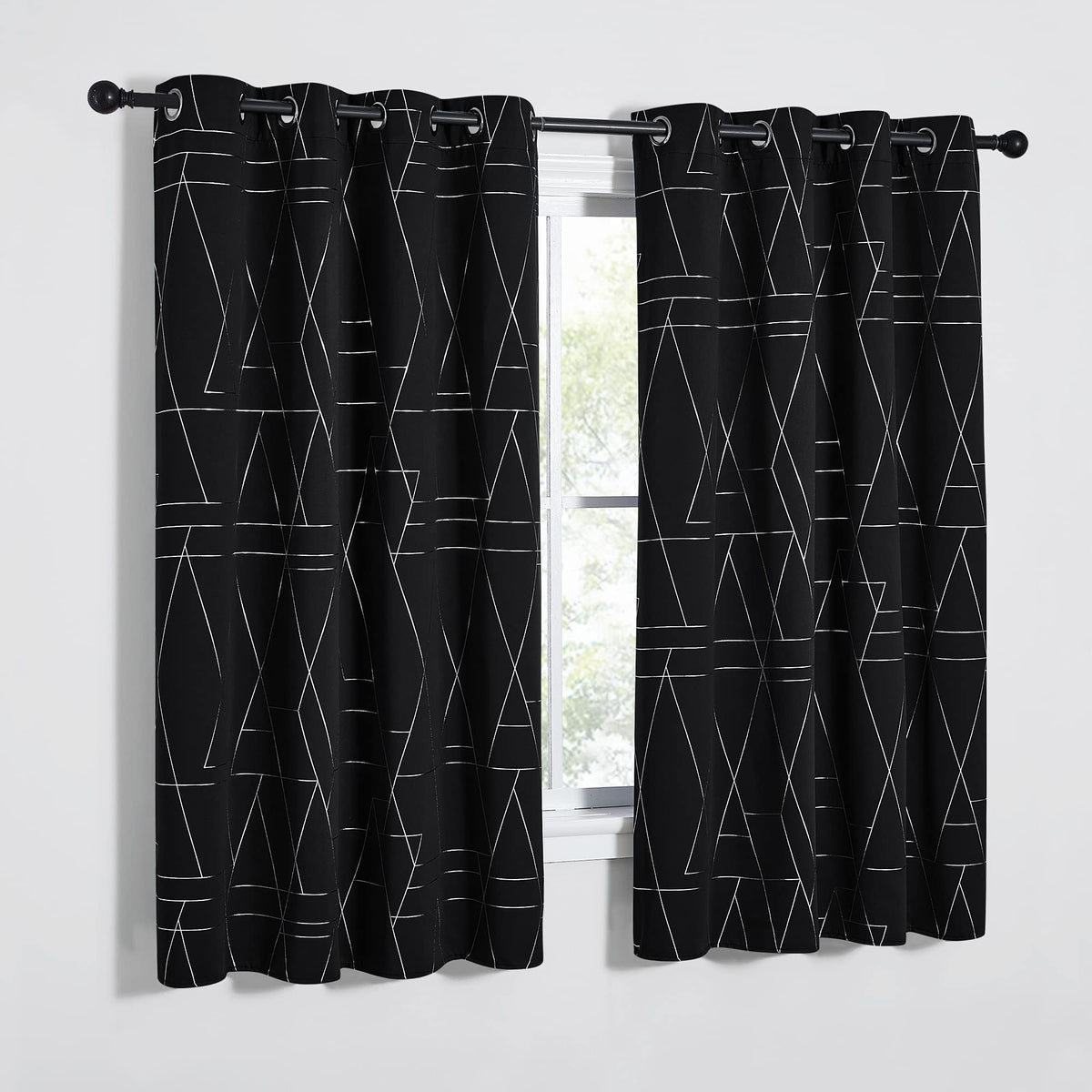 NICETOWN Halloween Blackout Curtains for Living Room - Foil Printed Shiny Stripes Pattern Thermal Insulated Blackout Drapes for Bedroom Kitchen Loft Cafe Window (2 Panels, 52" Wide by 63" Long)
