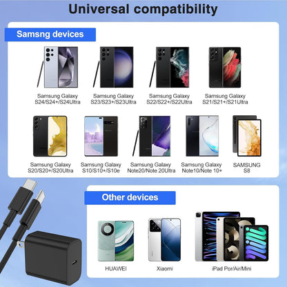 45W Super Fast Charger USB C,3 Pack USB C Charger Block with 10/10/6FT Type C Cable Fast Charge for Samsung Galaxy S26 S25 Ultra S26+/S24/S23/S22/S21, Android, Galaxy Tablet, iPhone 17/16/15 Pro Max