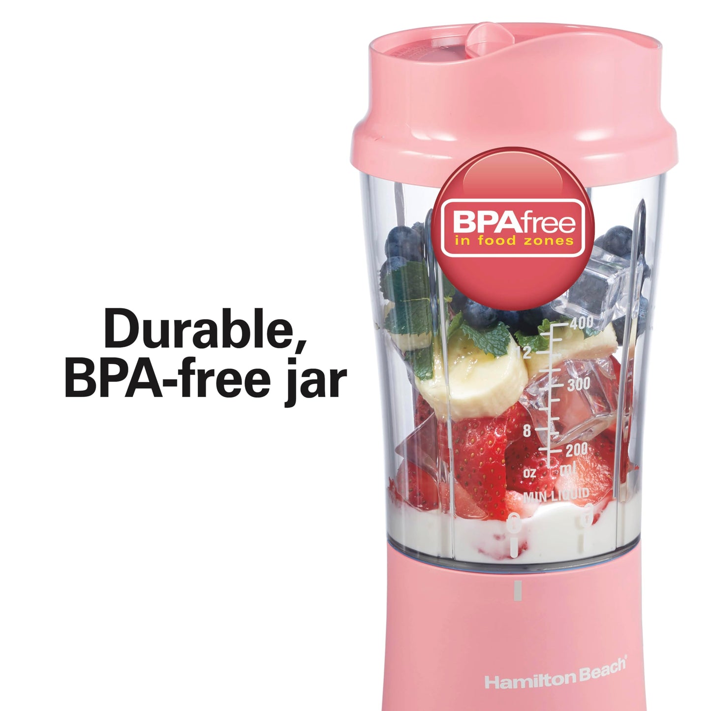 Hamilton Beach Personal Blender for Smoothies & Protein Shakes, Portable Single Serve Blender with Travel Lid, 14 oz BPA-Free Jar, 175W, Compact Countertop Blender Coral, 51171 🍁 All In One Marketplace Canada