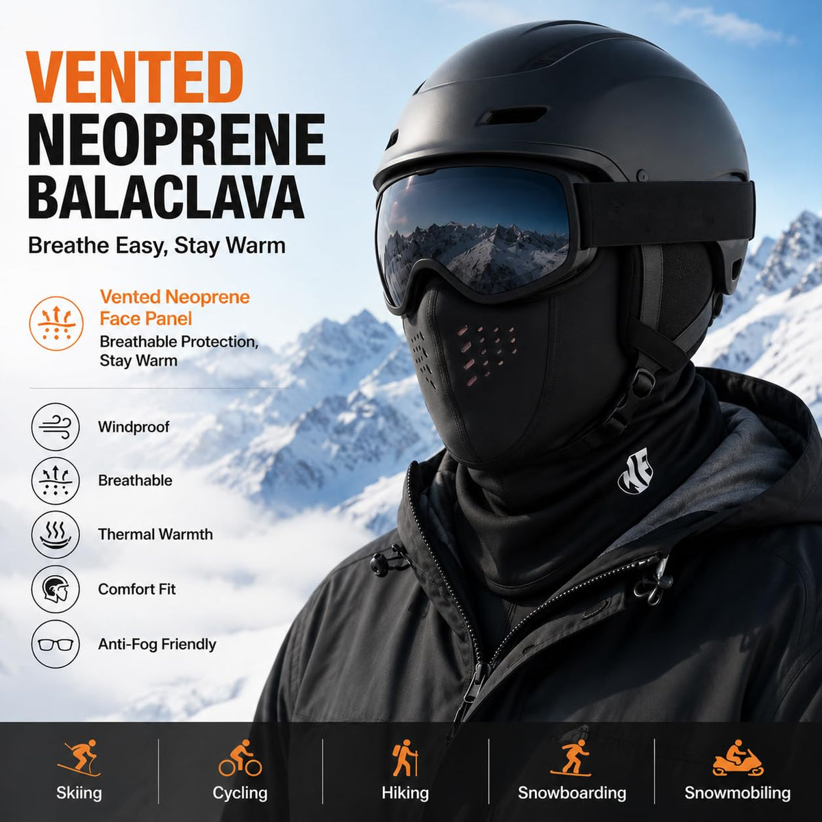 WTACTFUL Ski Mask for Men, Neoprene Balaclava Face Mask Men Cover for Cold Weather Winter Warm Breathable Windproof Thermal Ski Masks for Skiing Snowboarding Snowmobile Motorcycle Black 🍁 All In One Marketplace Canada