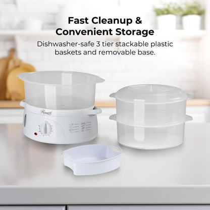 Cuiseur vapeur électrique Rosewill sans BPA, 9,5 litres (9 L), à 3 paniers empilables avec minuterie, RHST-15001
