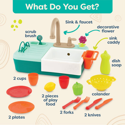 B. toys Play Sink, Splash-n-Scrub Sink with Running Water Faucet B. toys