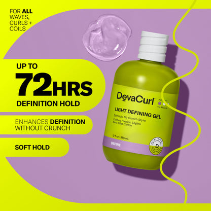 DevaCurl Light Defining Curl Gel Soft Hold for natural Texture, No Crunch Styler, Sulfate Free Hair Gel for Curly, Wavy and Coils, 355mL