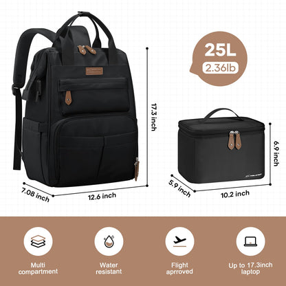 Maelstrom 15.6-17.3" Laptop Backpack with Lunch Box, Work Bag for Women Men