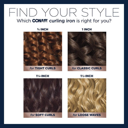 Conair CD701GNC Double Ceramic 1-Inch Curling Iron, produces long lasting curls – for short, medium, and long hair, High heat 375°F, Instant heat up, Anti-frizz control, Dual voltage Hair Curler