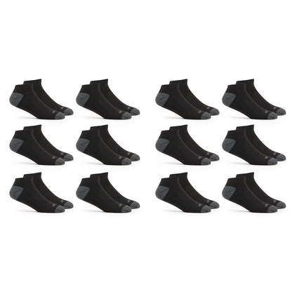 Fruit of the Loom Men's Dual Defense Low Cut Cushioned Moisture Wicking Socks (12 Pack), Black, Medium (6-12) Fruit of the Loom