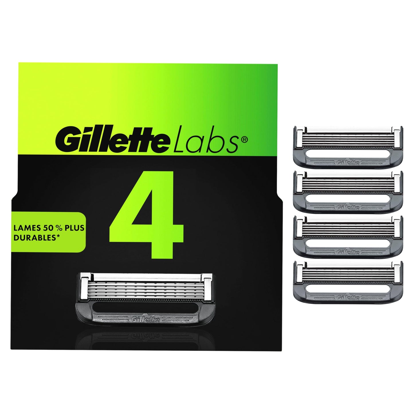 Gillette Mens Razor Blade Refills with Exfoliating Bar by GilletteLabs, Compatible Only with GilletteLabs Razors with Exfoliating Bar and Heated Razor, 4 Razor Blade Cartridges - Available at All In One Marketplace Canada