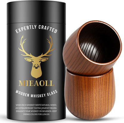 Charred Wood Bourbon Whiskey Glasses, Gifts for Men, 2 Pack 🍁 All In One Marketplace Canada