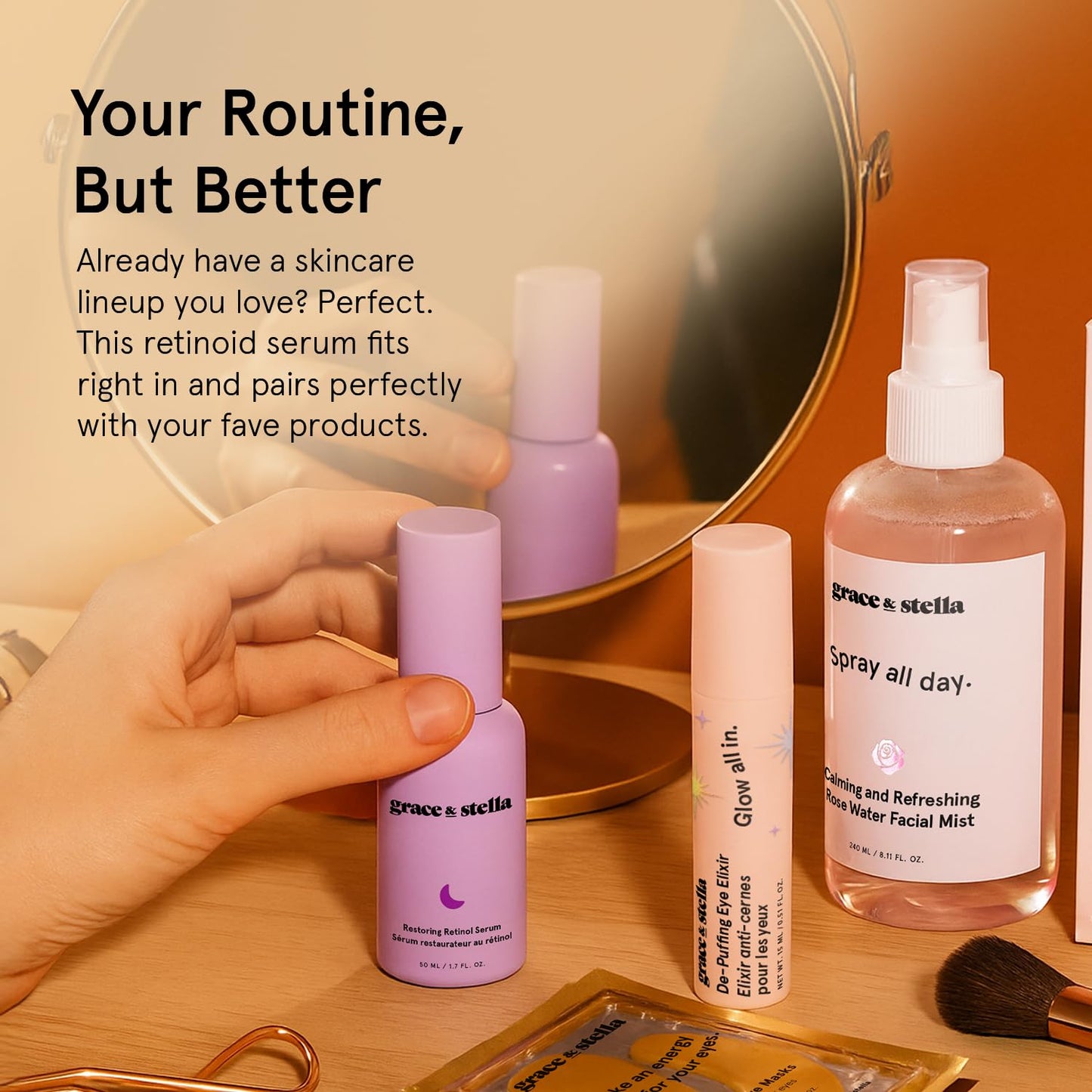 grace & stella 0.2% Retinol Serum for Face (50ml) - Restoring Retinol Serum with Hyaluronic Acid to Reduce Fine Lines, Wrinkles, Texture, Uneven Skin Tone - Anti-Aging, Hydrating, Vegan Skincare - Available at All In One Marketplace Canada