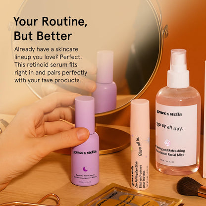 grace & stella 0.2% Retinol Serum for Face (50ml) - Restoring Retinol Serum with Hyaluronic Acid to Reduce Fine Lines, Wrinkles, Texture, Uneven Skin Tone - Anti-Aging, Hydrating, Vegan Skincare - Available at All In One Marketplace Canada