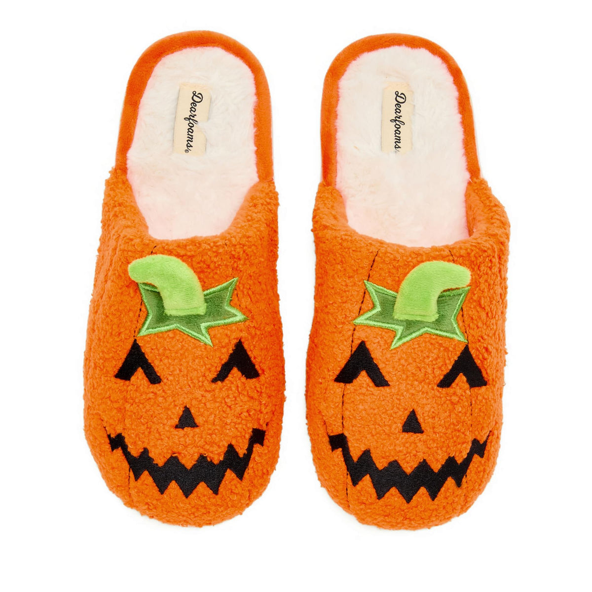 Pantoufles unisexe pour adultes Dearfoams, motif citrouille d'Halloween, Jack O'Lantern, pointure 39-41 femme / 40-41 homme