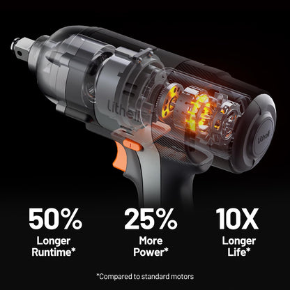 LiTHELi 20V Cordless Impact Wrench Kit with 2.0Ah Battery, 1/2" Hog Ring Impact Gun, Max 295ft-lbs & 3000IPM, 5 Torque Settings, 5 Sockets & Blow Molded Case, for Car Tire, Home Repair & DIY