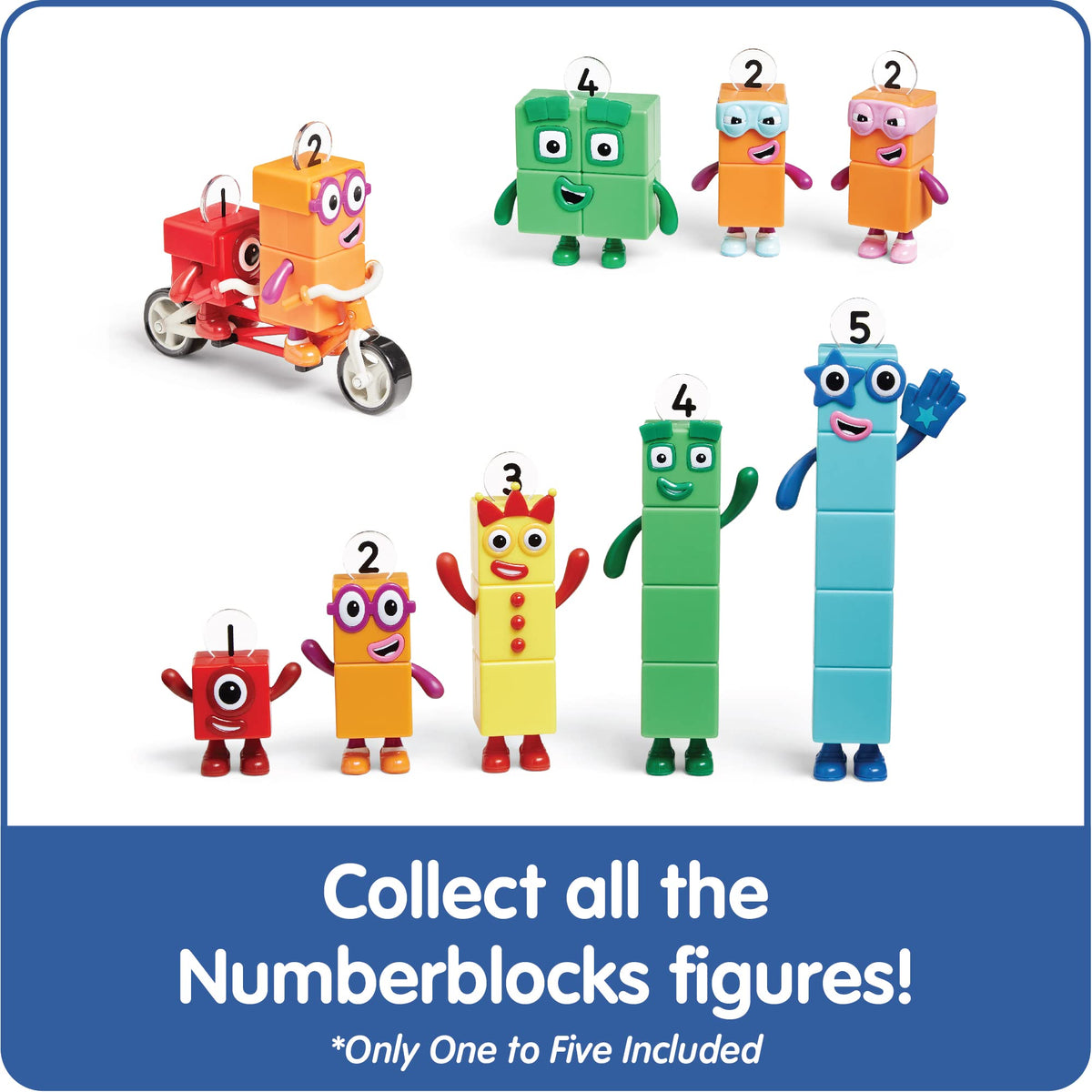hand2mind Numberblocks Friends One to Five Figures, Toy Figures Collectibles, Small Cartoon Figurines for Kids, Mini Action Figures, Character Figures, Play Figure Playsets, Imaginative Play Toys