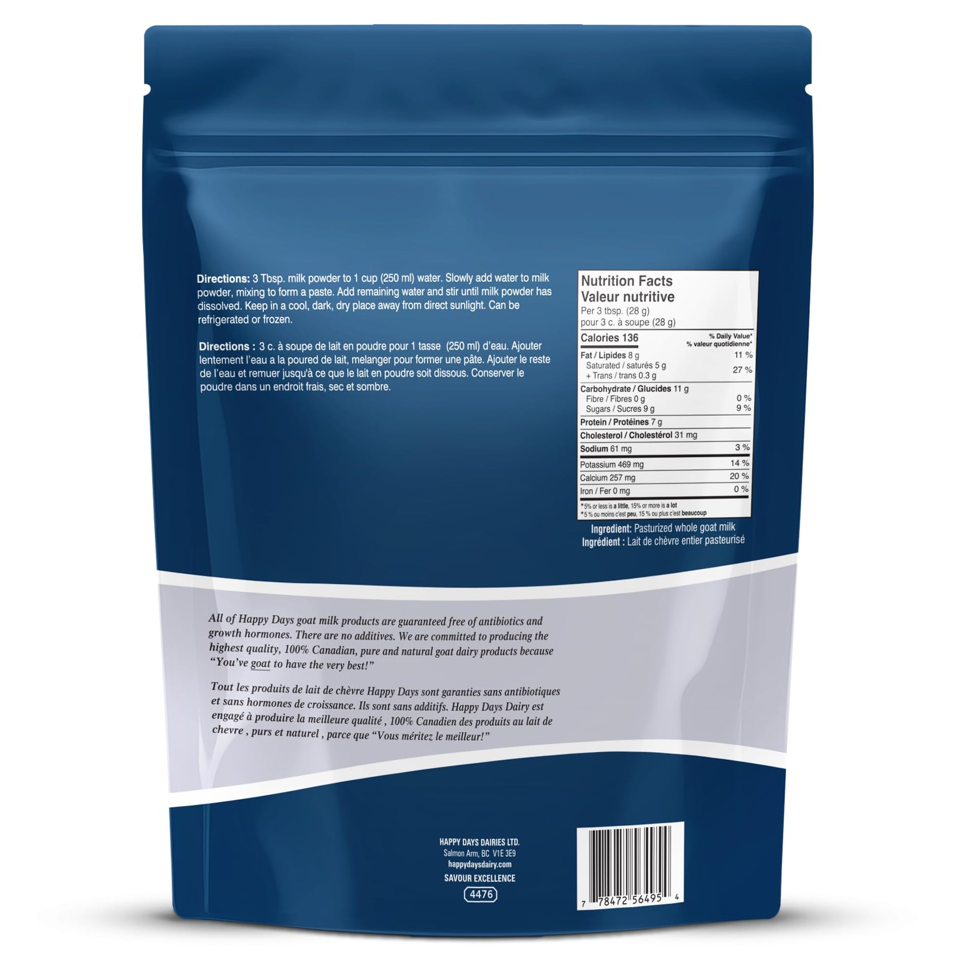 Happy Days Whole Goat Milk Powder 1kg – Pure Canadian Farm-Fresh Formula