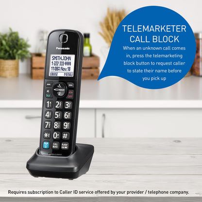 Panasonic Expandable Corded Phone System, Bluetooth Pairing for Wireless Headphones and Hearing Aids, Smart Call Block, Bilingual Talking Caller ID, 2 Handsets - KXTGF892B (Black) Panasonic