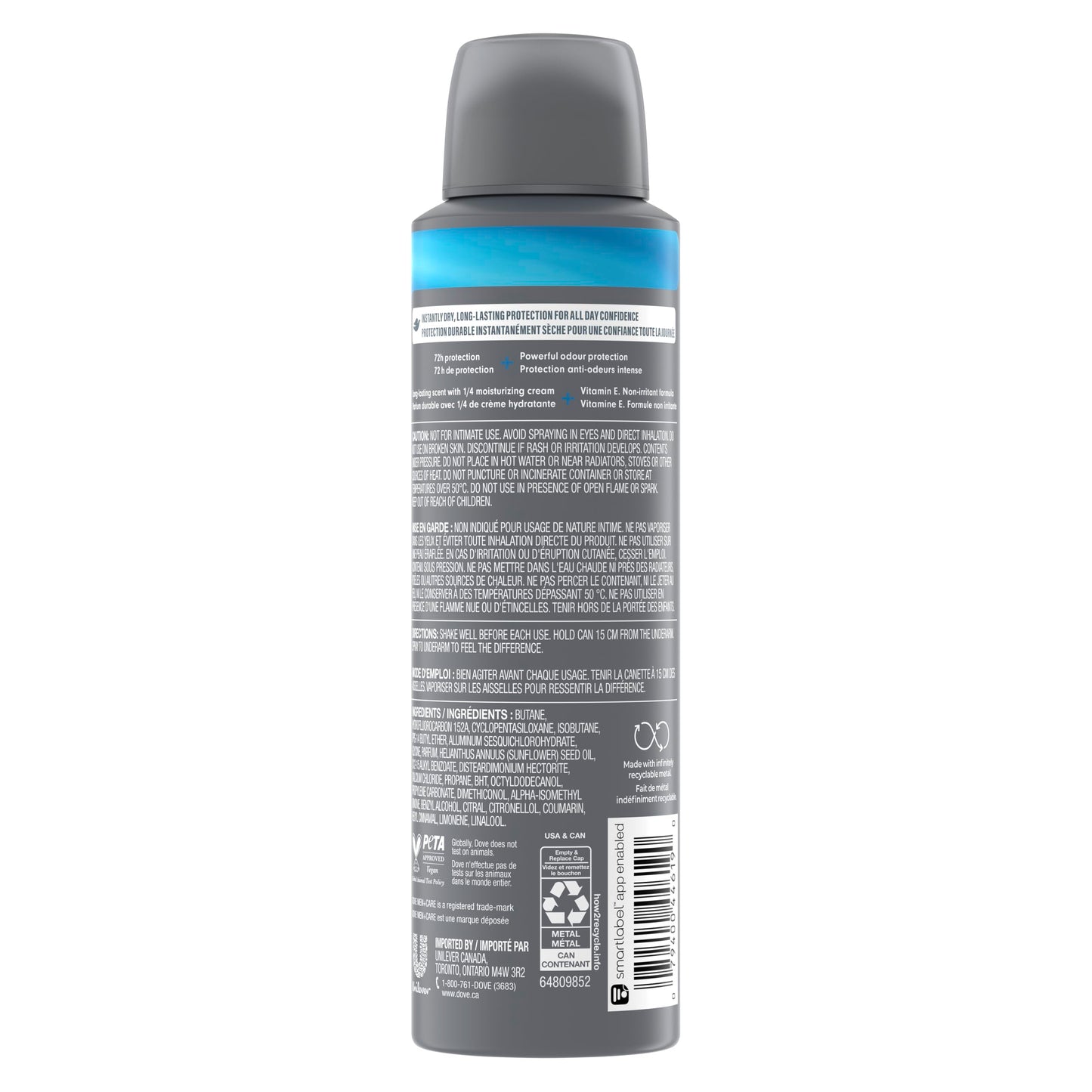 Dove Men+Care Antiperspirant Dry Spray deodorant for 72H sweat & odour protection Clean Comfort with Triple Defense Technology, 107g (Pack of 3) - Available at All In One Marketplace Canada