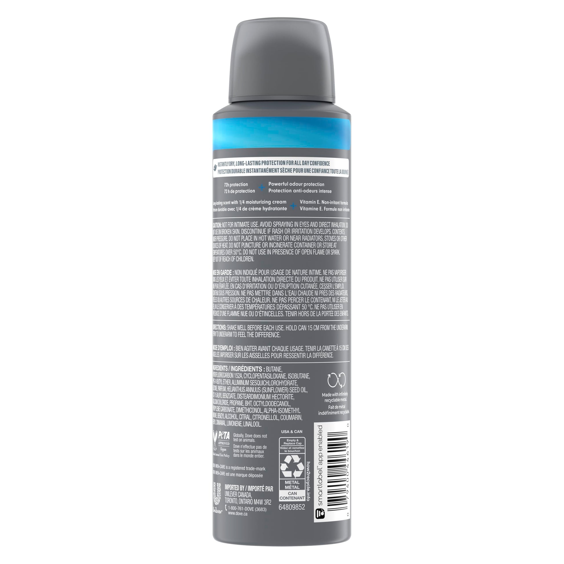 Dove Men+Care Antiperspirant Dry Spray deodorant for 72H sweat & odour protection Clean Comfort with Triple Defense Technology, 107g (Pack of 3) - Available at All In One Marketplace Canada