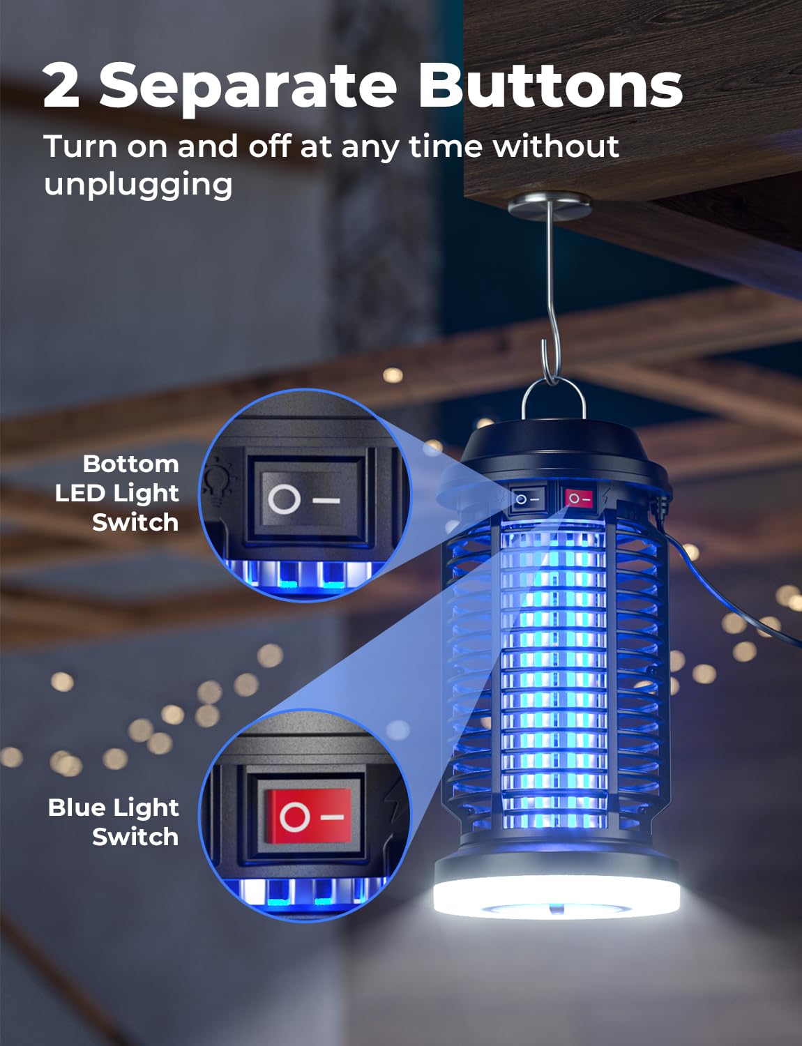 YISSVIC Bug Zapper Outdoor Indoor Waterproof Electric Mosquito Zapper 4200V Plug in for Kitchen Patio Courtyard Garden Camping - Available at All In One Marketplace Canada
