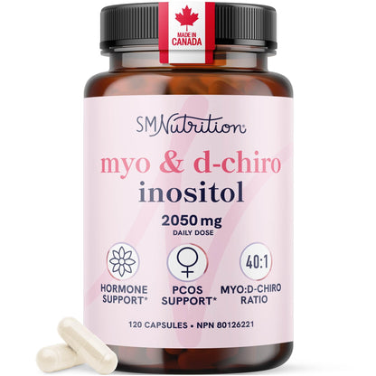 Inositol | Hormone Balance for Women | Myo-Inositol & D-Chiro | Ideal 40:1 Ratio | Myoinositol 2000mg, D Chiro 50mg | Regulate Menstrual Cycle & Support Ovarian Health | 120 Ct (1 Month Supply)