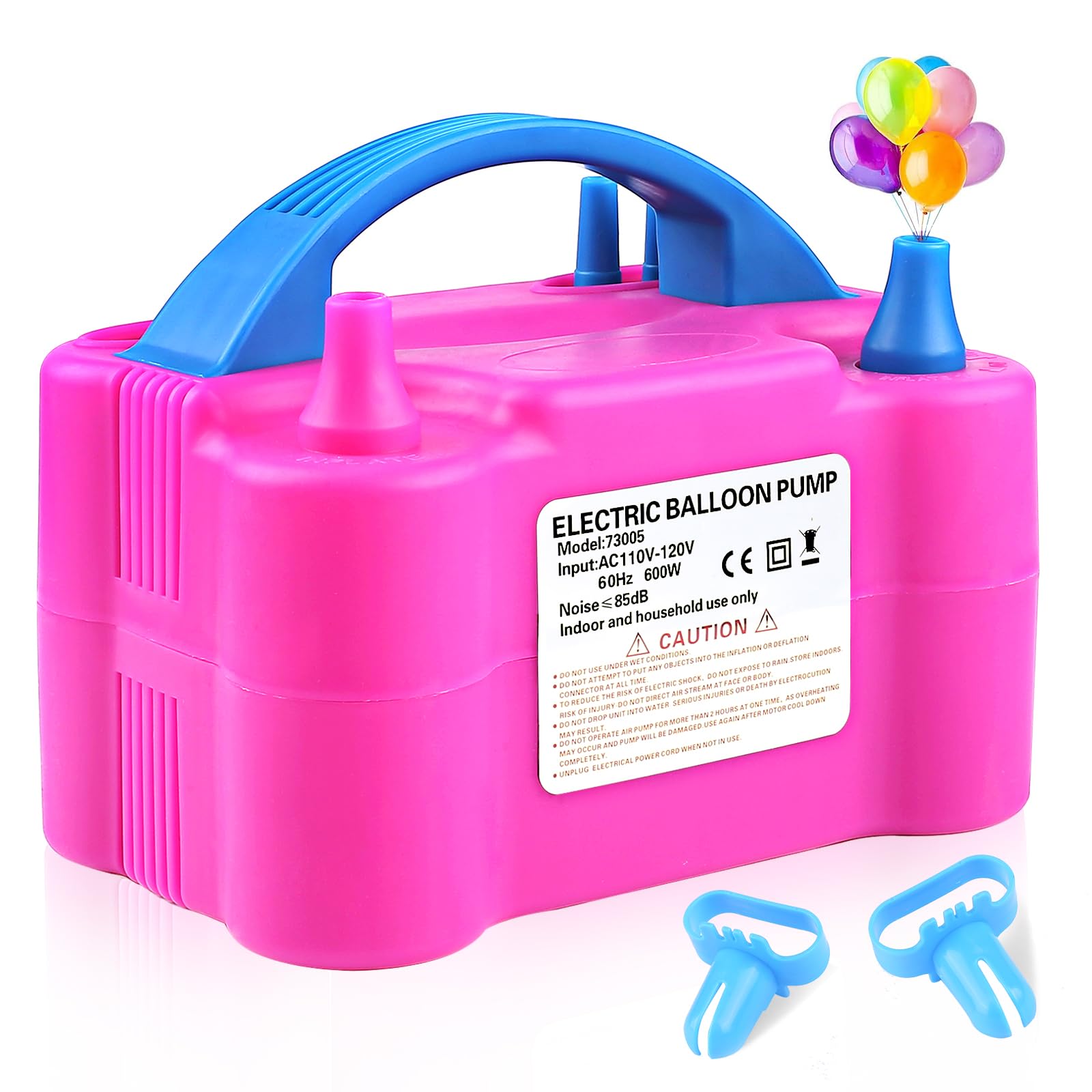 Electric Balloon Pump,Balloon Inflator, Dual Nozzle Electric Air Pump,Balloon Pump Balloons Blower 110V 600W for Party Decoration with Gifts:2 Balloon Tying Tools (Rose red)