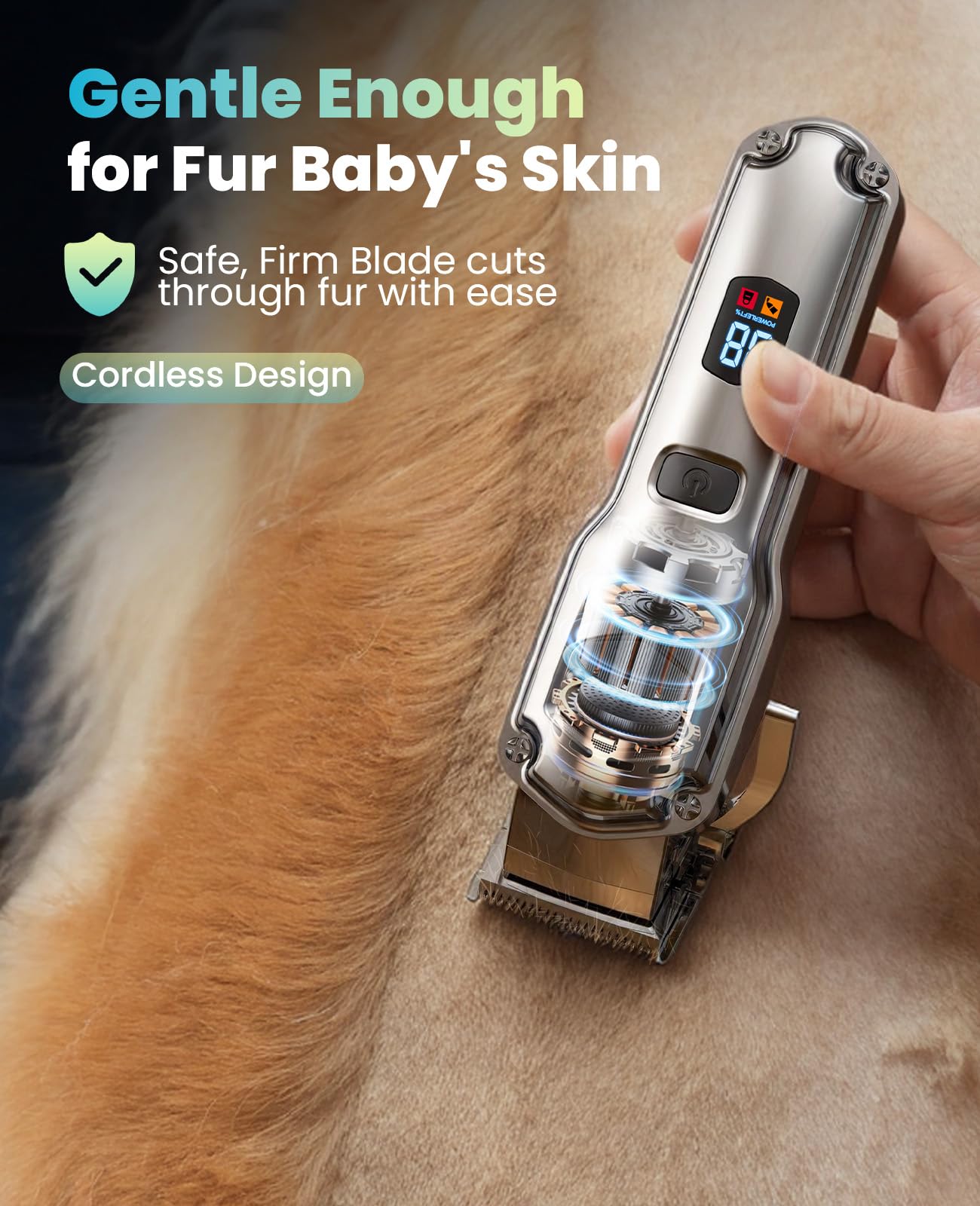 oneisall Dog Clippers for Grooming for Thick Heavy Coats/Low Noise Rechargeable Cordless Pet Shaver with Stainless Steel Blade/Waterproof Dog Shaver for Dogs Pets and Animals