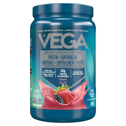 Vega Protein and Greens Berry (21 Servings) Plant Based Protein Powder Plus Veggies, Vegan, Non GMO, Pea Protein For Women and Men, 609g (Packaging May Vary) 🍁 All In One Marketplace Canada