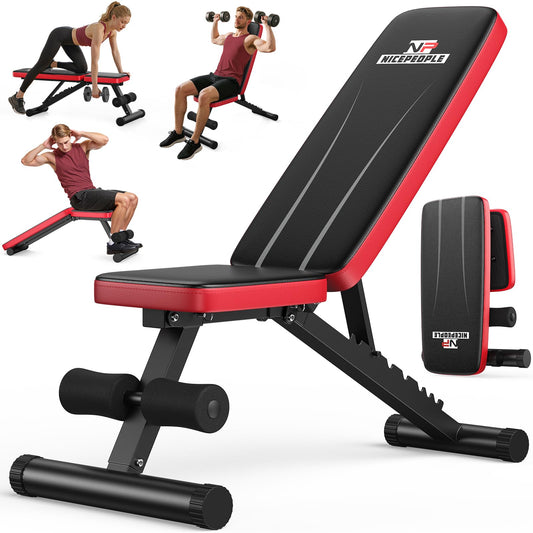 NICEPEOPLE Foldable Basic Weight Bench for Home Gym, Workout Bench with 8 Backrests, 660LBS Weight Capacity Adjustable Bench - Available at All In One Marketplace Canada