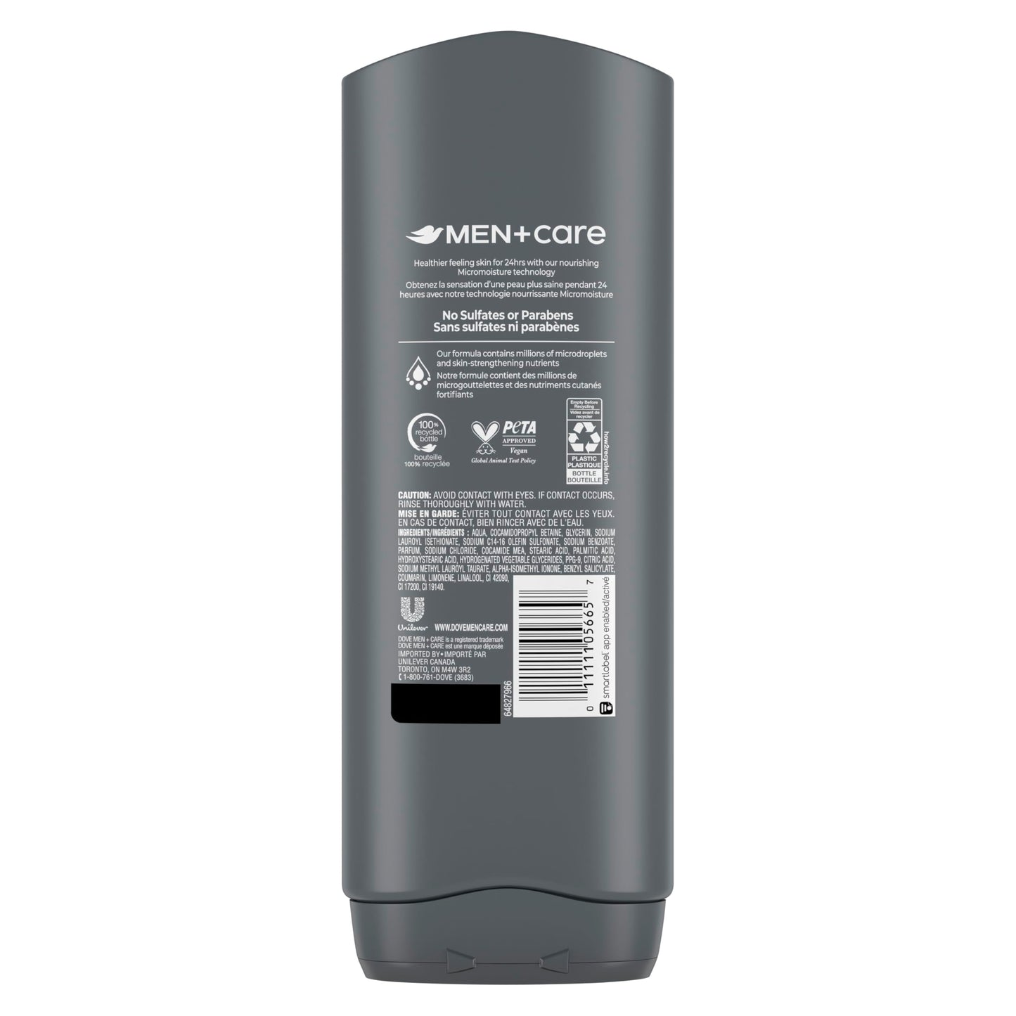 Dove Men+Care Body and Face Wash with 24-hour Nourishing Micromoisture, Clean Comfort, Men's Body Wash, 532mL, Pack of 4 - Available at All In One Marketplace Canada