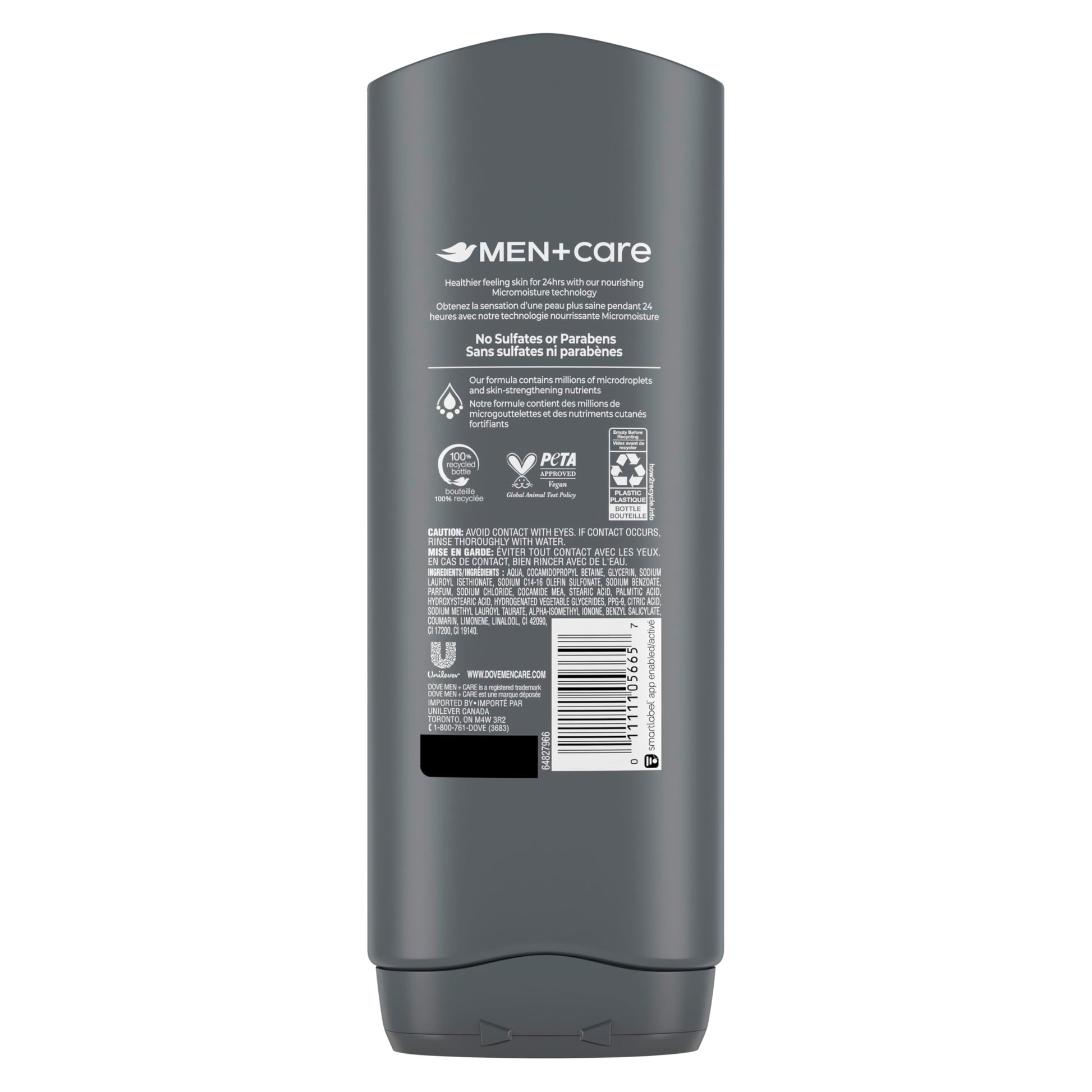Dove Men+Care Body and Face Wash with 24-hour Nourishing Micromoisture, Clean Comfort, Men's Body Wash, 532mL, Pack of 4 - Available at All In One Marketplace Canada