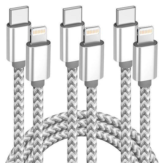 iPhone Charger [Apple MFi Certified] USB C to Lightning Cable 3Pack 6 FT iPhone Fast Charger Type C to Lightning Cable Nylon Braided iPhone Cord for iPhone 13 12 11 Pro Max Xr Xs 8 7 6 Plus and More - Available at All In One Marketplace Canada