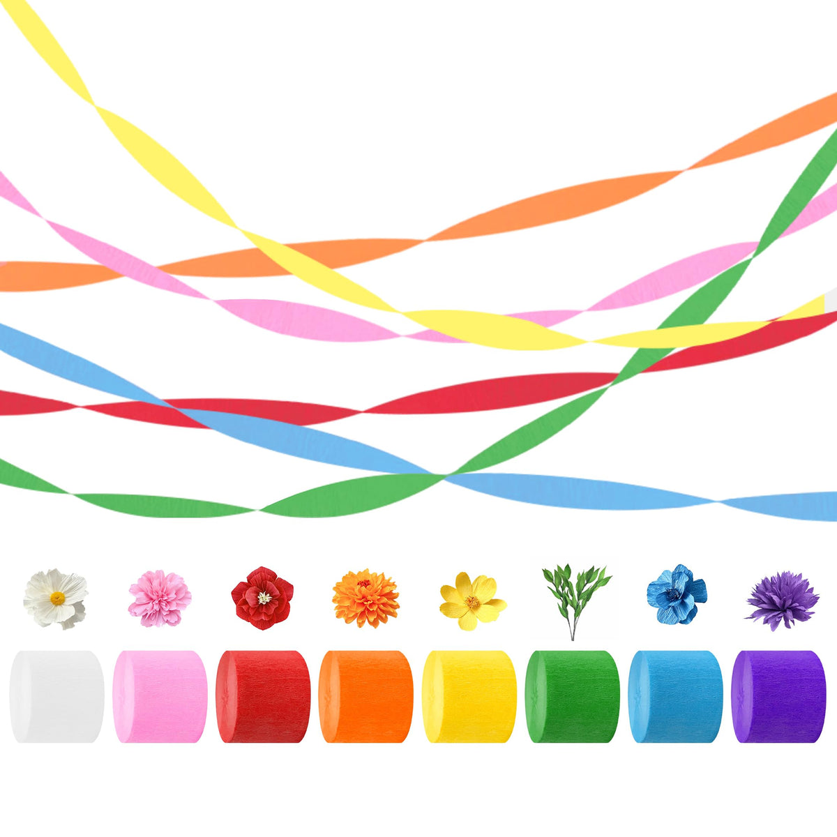 8 Rolls Crepe Paper Streamers, Rainbow Streamers Birthday Decorations 🍁 All In One Marketplace Canada