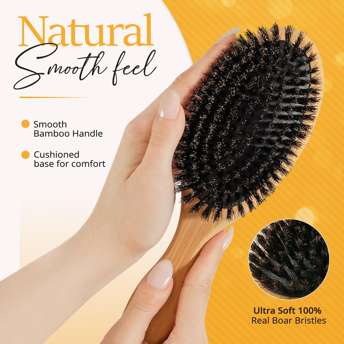 Belula 100% Boar Bristle Hair Brush Set (Medium). Soft Natural Bristles for Thin and Fine Hair. Restore Shine And Texture. Wooden Comb, Travel Bag and Spa Headband Included! - Available at All In One Marketplace Canada