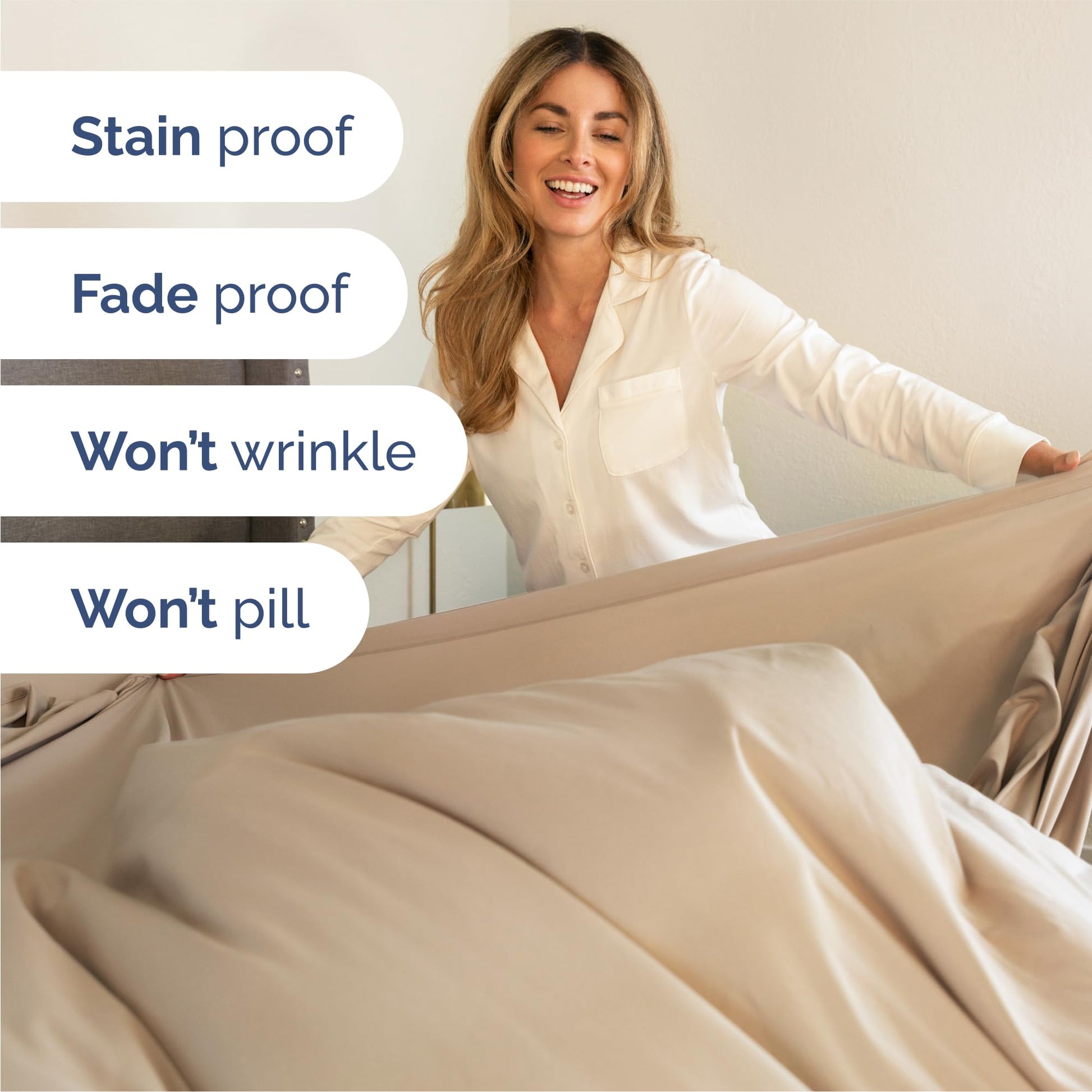 Queen Size 4 Piece Sheet Set - Comfy Breathable & Cooling Sheets - Hotel Luxury Bed Sheets for Women & Men - Deep Pockets, Easy-Fit, Extra Soft & Wrinkle Free Sheets - Cream Oeko-Tex Bed Sheet Set