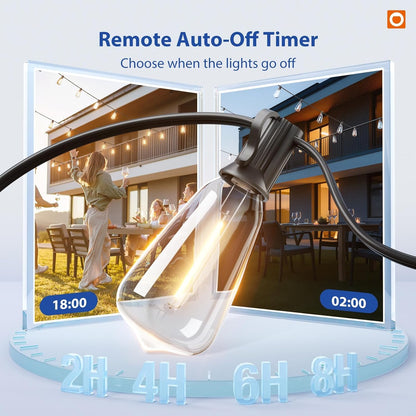 addlon 100FT (50FTx2) Outdoor String Lights Waterproof Shatterproof with 32 LED Edison Bulbs, Dimmable Connectable Patio Lights for Backyard Garden Balcony Party, Warm Yellow, Energy-Saving - Available at All In One Marketplace Canada