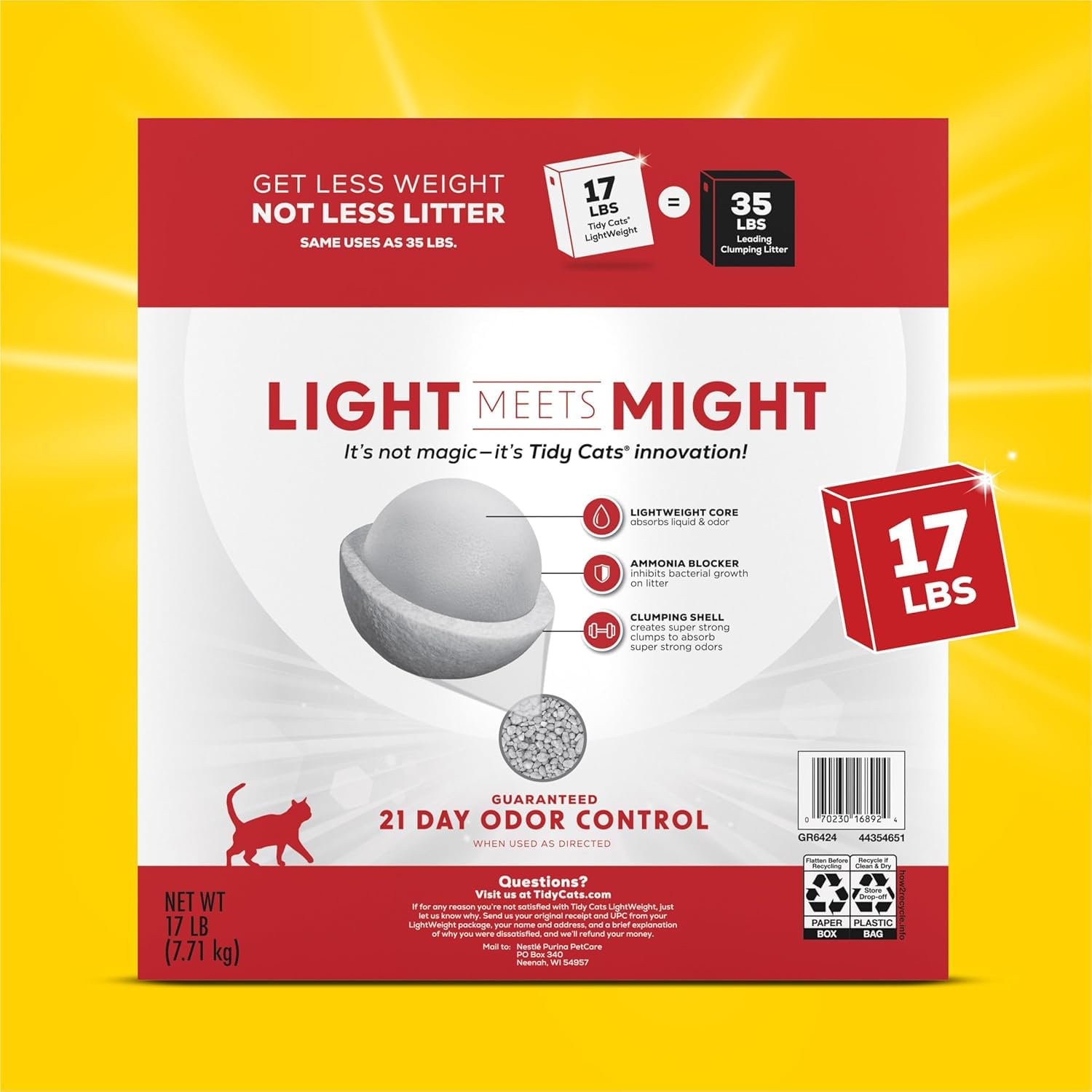 Purina Tidy Cats Lightweight, Low Dust, Clumping Cat Litter Odor Control 24/7 Performance Multi Cat Litter - 17 lb. Box Purina Tidy Cats