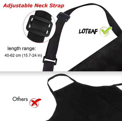 4 Packs Chef Apron, Black Waterproof Apron, Adjustable Apron with 2 Pockets for Men Women, Professional Apron for Kitchen Cooking Gardening Painting Baking Restaurant (Black) - Available at All In One Marketplace Canada