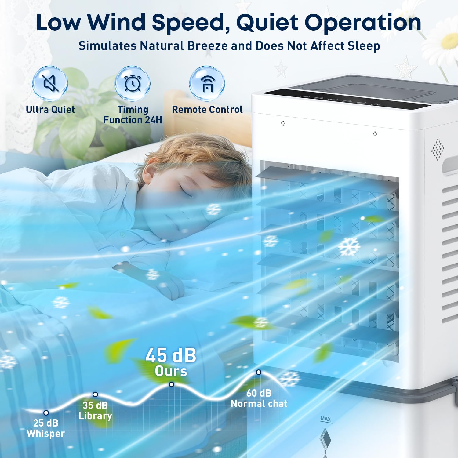 Portable Air Conditioner 8000 BTU, Windowless Air Conditioner with 6 Speeds 2 Modes, 12L Large Water Tank, 24H Timer & Remote Control, Energy Efficient Cooling Fan for Bedroom Home Office (Grey)