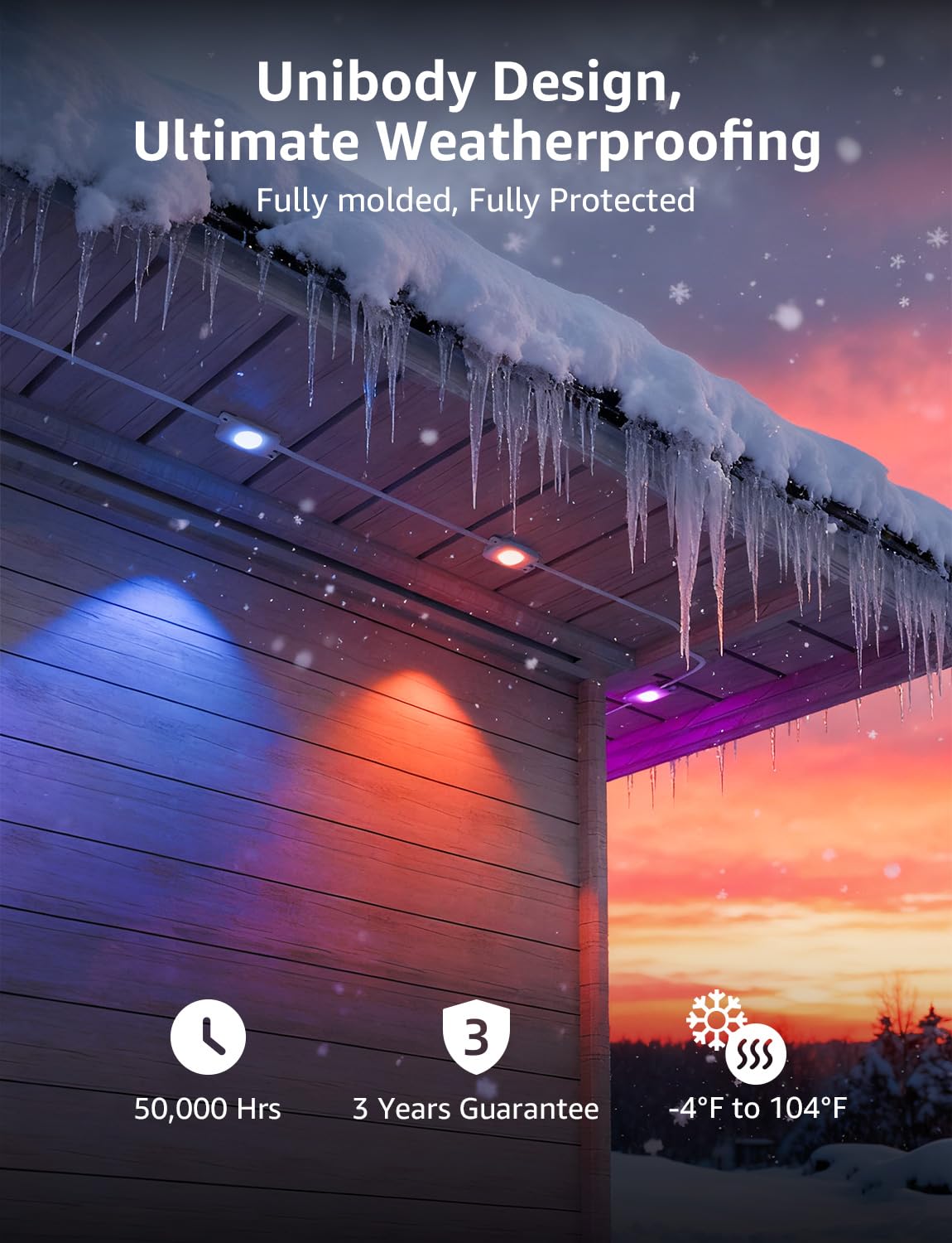 Lepro EE1 AI Permanent Outdoor Lights APP Control, 300ft 180 RGB+IC LED & Dual Output, Works with Alexa & Google, Waterproof Eave Light for Christmas, Halloween, House Decor, 2.4GHz WiFi/Bluetooth 🍁 All In One Marketplace Canada