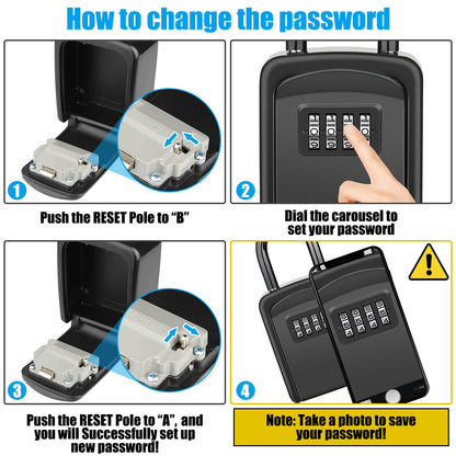 Key Lock Box, [No Installation Require] Diyife Portable Outdoor Lock Box for Keys with Removable Shackle, 5 Keys Capacity, Weatherproof 4-Digit Combination Key Safe for Home AirBnb Office