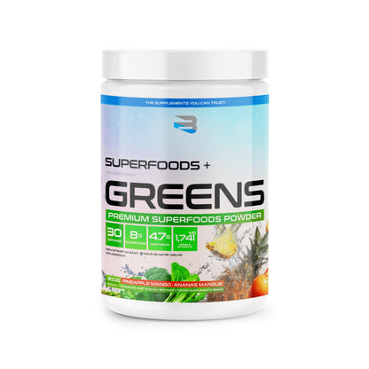 Believe Supplements Superfoods+Greens - Superfood Blend | Boost Energy, Immunity, and Digestion | Rich in Antioxidants & Essential Nutrients! (30 Servings (Pack of 1), Pineapple Mango) Believe Supplements