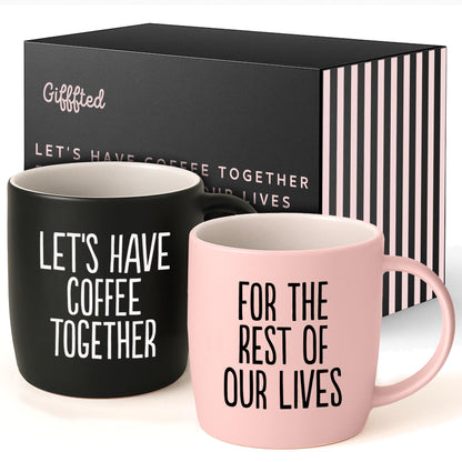 Triple Gifffted Lets Have Coffee Together Mug Set for Couples,380ml Ceramic 🍁 All In One Marketplace Canada