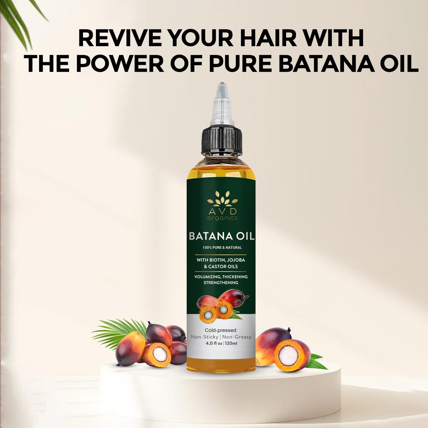 AVD Organics Raw Batana Oil for Hair | 100% Pure batana oil for Hair Growth - Promotes Thicker, Stronger Hair | Ideal for Men & Women | 120ML