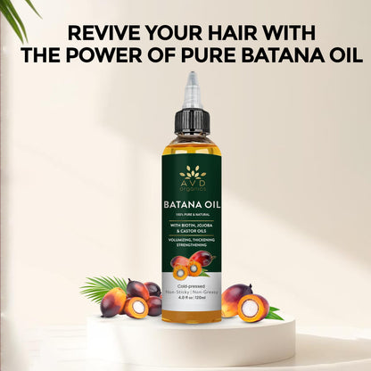 AVD Organics Raw Batana Oil for Hair | 100% Pure batana oil for Hair Growth - Promotes Thicker, Stronger Hair | Ideal for Men & Women | 120ML