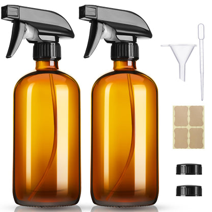 GIVAMEIHF 16oz Amber Glass Spray Bottles,2 Pack Glass Spray Bottles Refillable Empty Bottle with Adjustable Nozzle,Spray Bottle for Essential Oils,Cleaning,Pets,Plant, Hair Mister - Available at All In One Marketplace Canada