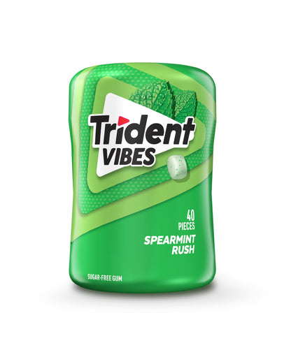 Trident Vibes Spearmint Rush Sugar-Free Gum - 6 Bottle Pack (240 Pieces)