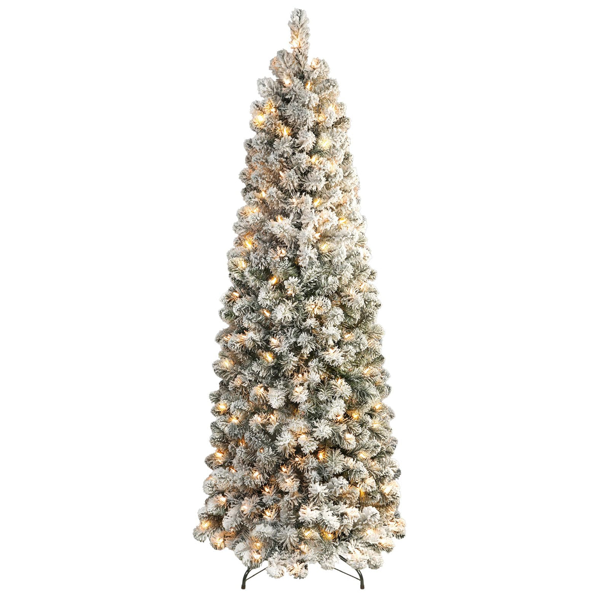 SHareconn 6.5ft Prelit Snow Flocked Artificial Slim Pencil Christmas Tree 🍁 All In One Marketplace Canada