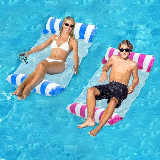 FUNNYTA 2 Pack Water Hammock, 4-in-1 Multi-Portable Water Pool Float Hammock (Saddle, Lounge Chair, Hammock and Drifter) for Adults, Suitable for Travel, Family and Recreation
