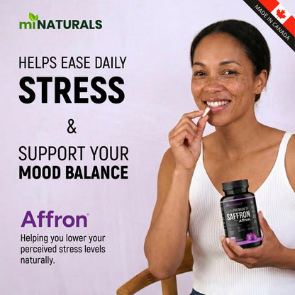 miNATURALS Saffron Supplements 120 Capsules | Clinically Studied Affron Saffron Extract | Stress & Mood Support for Men, Women & Teens | Pure Saffron Pills - Available at All In One Marketplace Canada