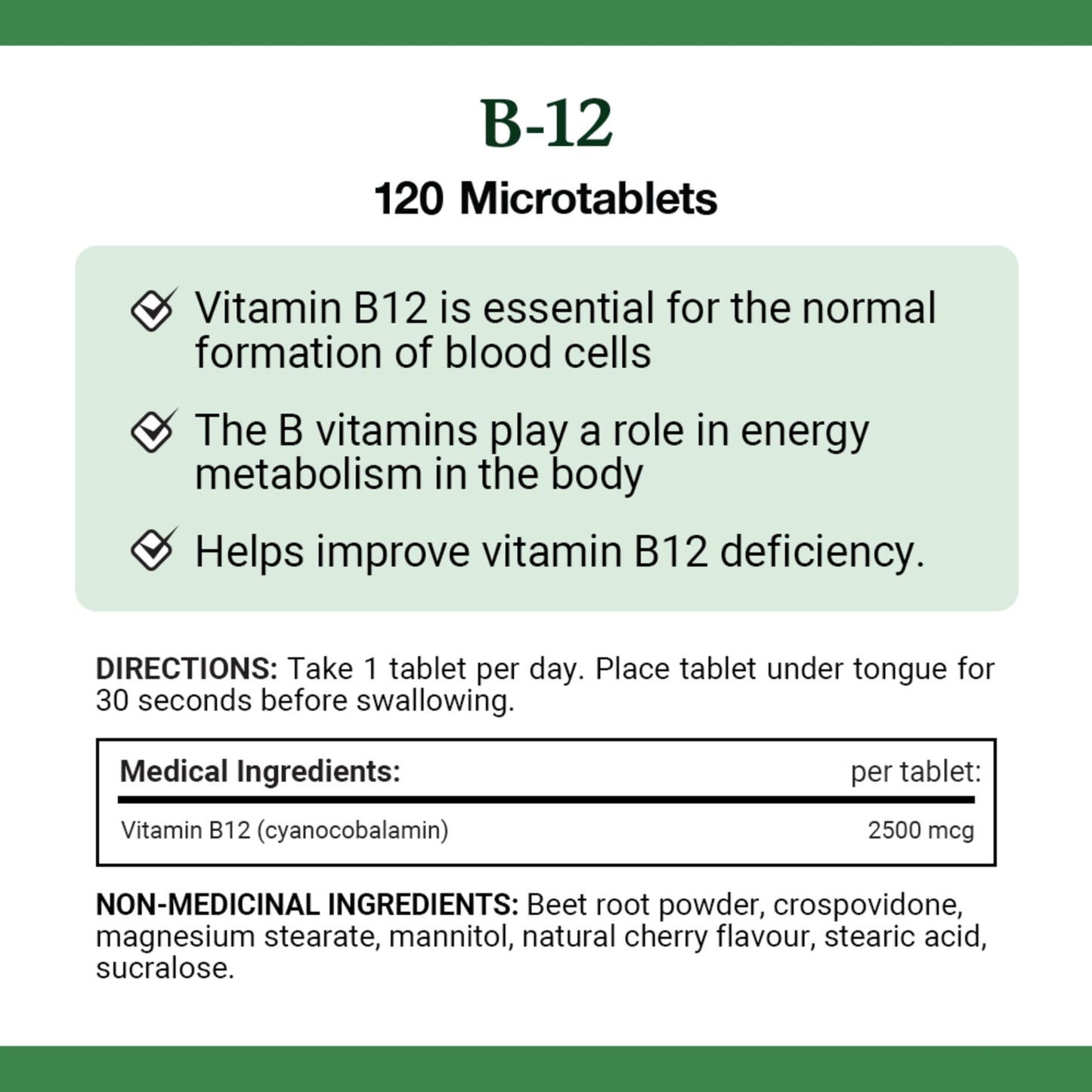 NATURE'S BOUNTY Vitamin B-12 Supplement, 2500 mcg, Quick Dissolve Tablets, Natural Cherry Flavour, Helps In Energy Metabolism, Essential In Normal Formation Of Blood Cells, 120 Tablets, 42 g - Available at All In One Marketplace Canada