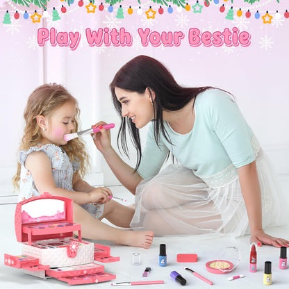 GirlsHome Kids Makeup Kit for Girls 56 Pcs Washable Real Cosmetic, Non-Toxic Frozen Toys Toddler Makeup Kit, Frozen Princess Dress up Kit Christmas & Birthday Girl Gift for 3-12 (Frozen Pink) 🍁 All In One Marketplace Canada